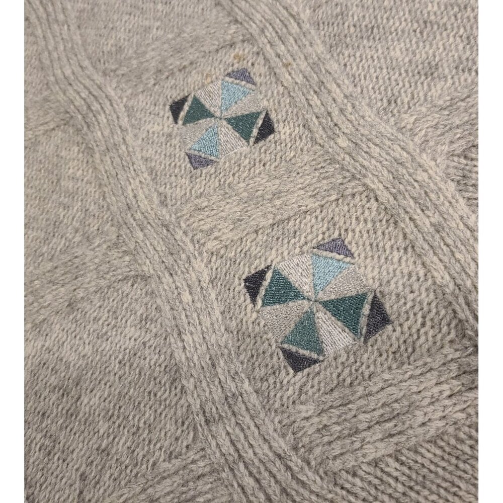 Vtg APART Sweater Men’s L Propeller Blade Look Gray Base Lambs Wool Nylon Blend - Picture 8 of 16